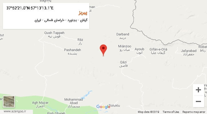 روستای پیربز بر روی نقشه