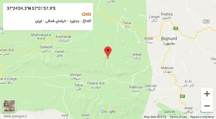روستای ریین بر روی نقشه