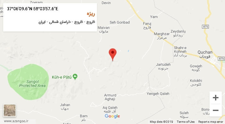 روستای ریزه بر روی نقشه