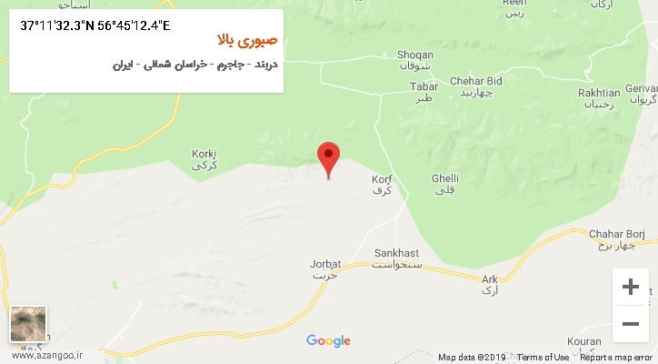 روستای صبوری بالا بر روی نقشه