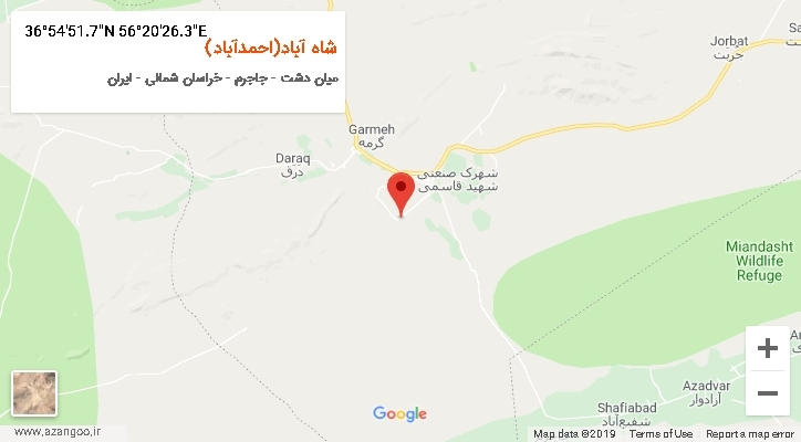 روستای شاه آباد(احمدآباد) بر روی نقشه