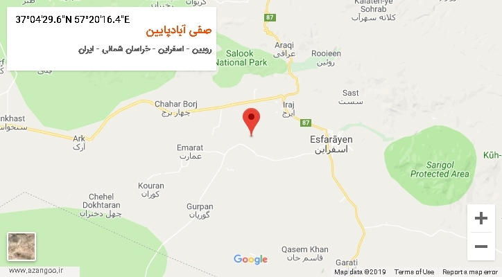 روستای صفی آبادپایین بر روی نقشه