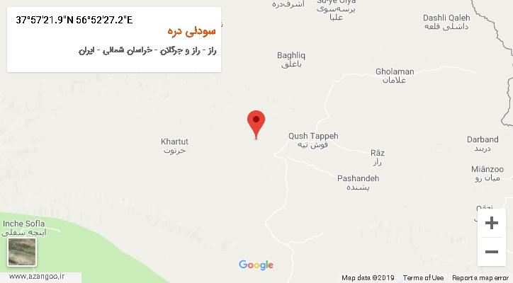 روستای سودلی دره بر روی نقشه