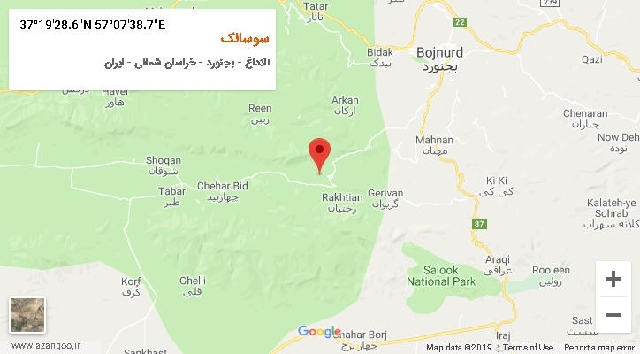 روستای سوسالک بر روی نقشه