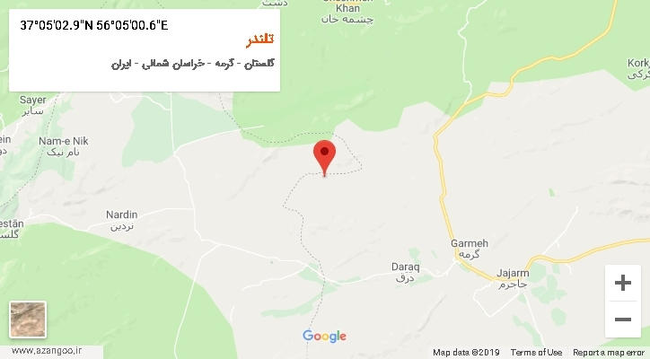 روستای تلندر بر روی نقشه