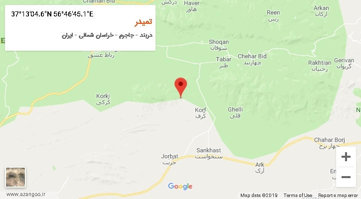 روستای تمیدر بر روی نقشه
