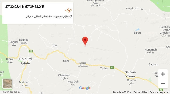 روستای ترک بر روی نقشه
