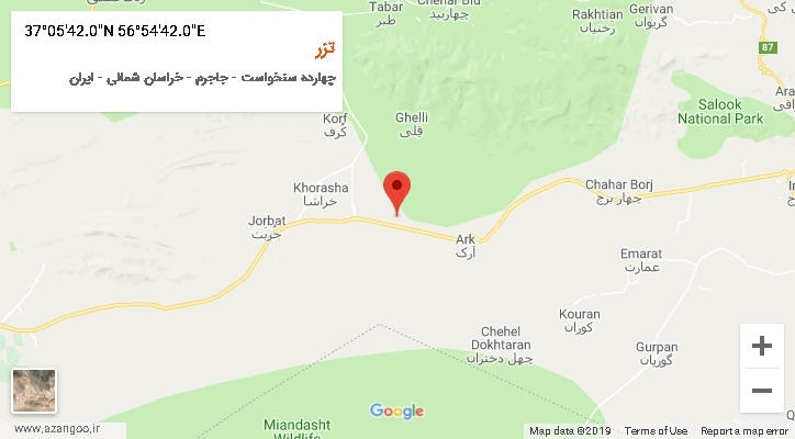 روستای تزر بر روی نقشه