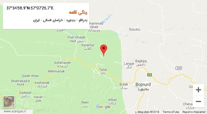 روستای ینگی قلعه بر روی نقشه
