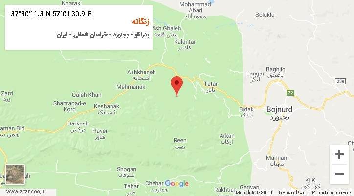روستای زنگانه بر روی نقشه