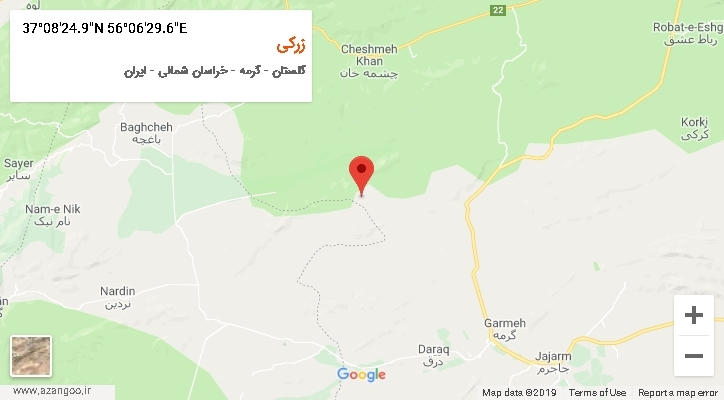 روستای زرکی بر روی نقشه