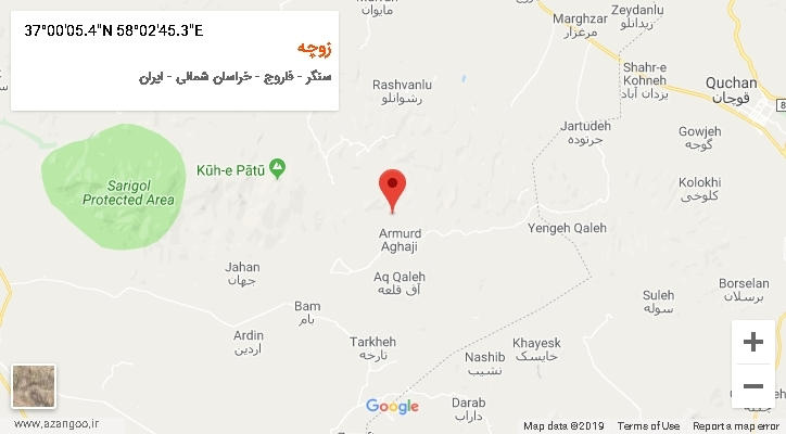 روستای زوچه بر روی نقشه