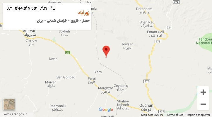 روستای زورآباد بر روی نقشه