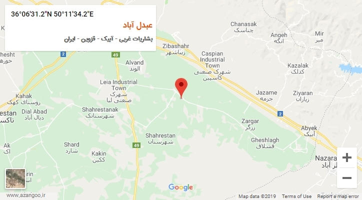 روستای عبدل آباد بر روی نقشه