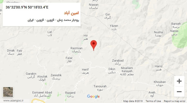 روستای امین آباد بر روی نقشه