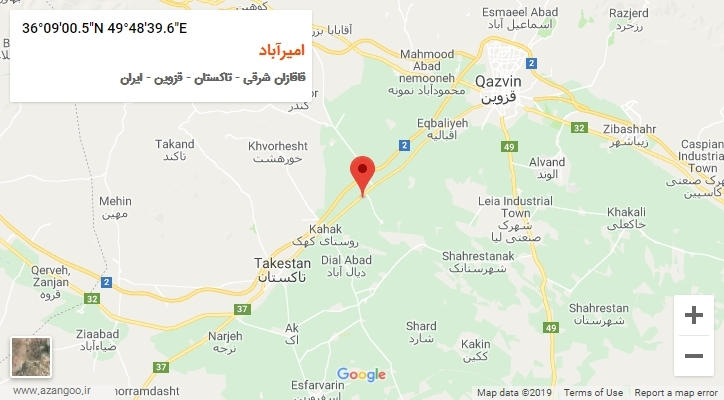 روستای امیرآباد بر روی نقشه