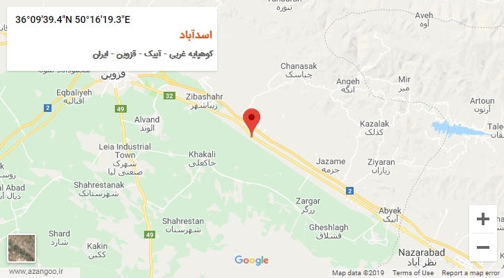 روستای اسدآباد بر روی نقشه