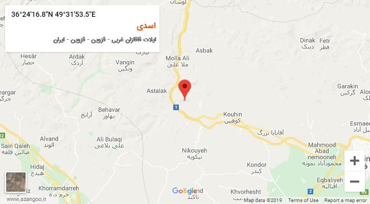 روستای اسدی بر روی نقشه