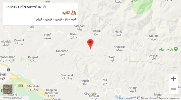 روستای باغ کلایه بر روی نقشه