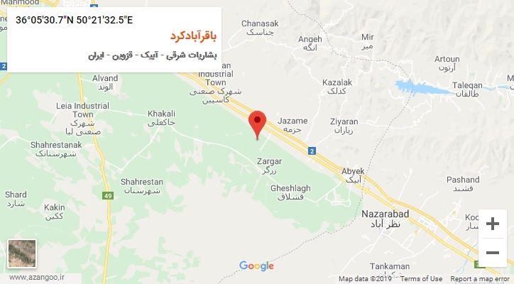 روستای باقرآبادکرد بر روی نقشه