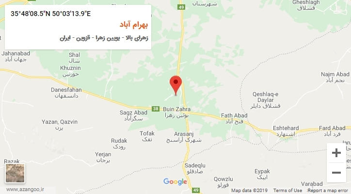 روستای بهرام آباد بر روی نقشه