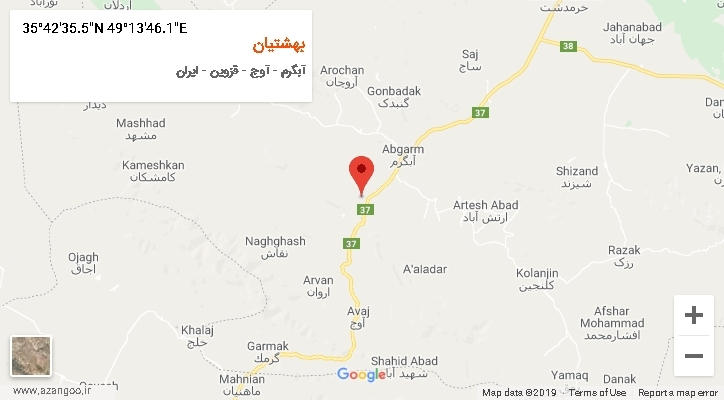 روستای بهشتیان بر روی نقشه