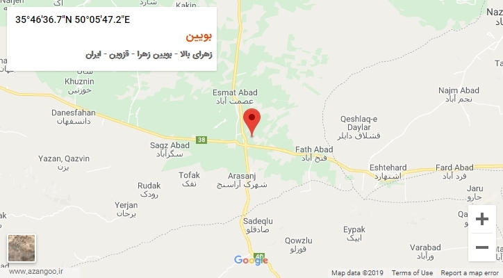 روستای بویین بر روی نقشه
