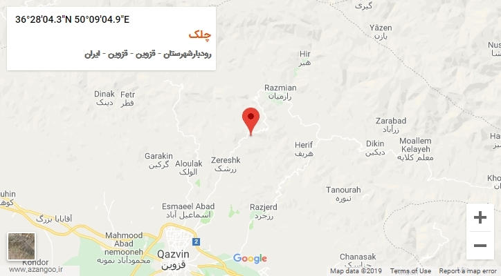 روستای چلک بر روی نقشه