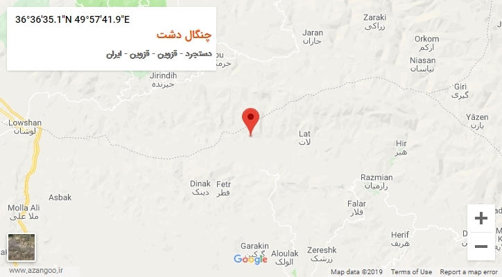 روستای چنگال دشت بر روی نقشه