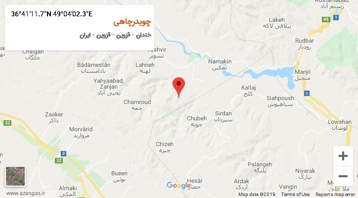 روستای چوبدرچاهی بر روی نقشه