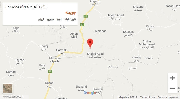 روستای چوبینه بر روی نقشه