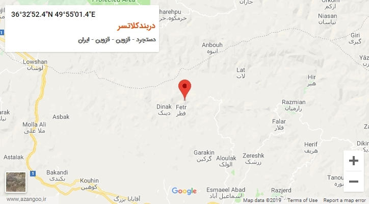 روستای دربندکلاتسر بر روی نقشه