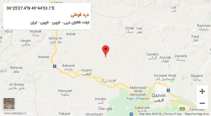 روستای دره قوطی بر روی نقشه