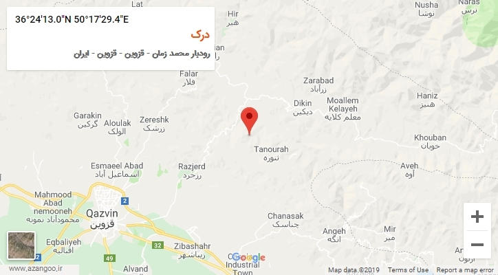 روستای درک بر روی نقشه
