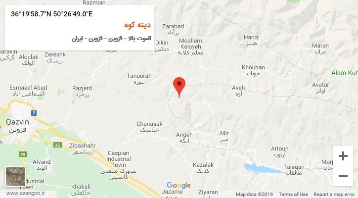 روستای دینه کوه بر روی نقشه