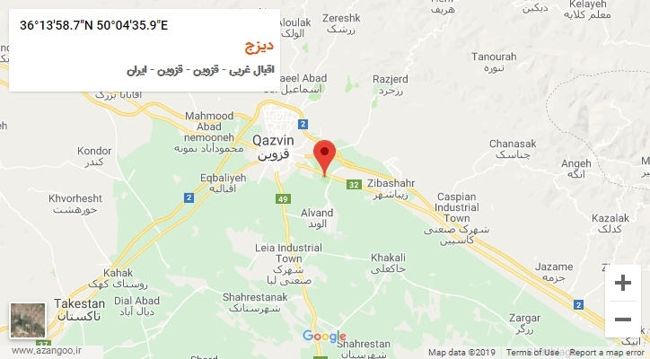 روستای دیزج بر روی نقشه