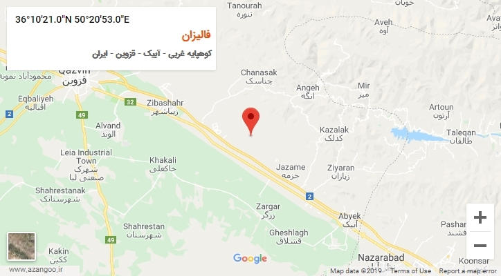 روستای فالیزان بر روی نقشه