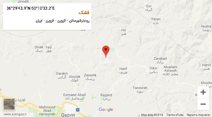 روستای فشک بر روی نقشه