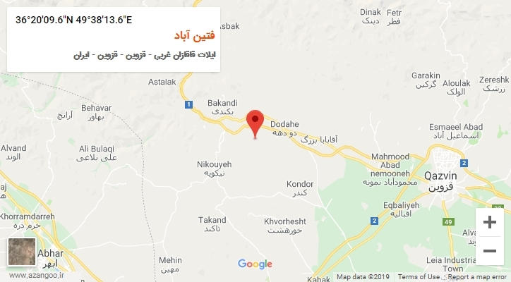 روستای فتین آباد بر روی نقشه