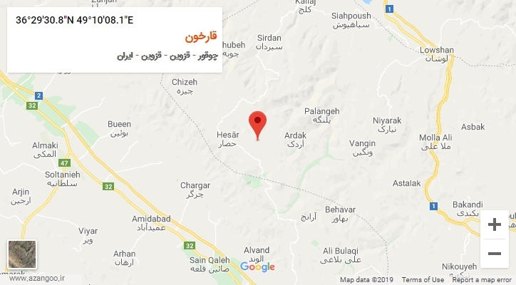 روستای قارخون بر روی نقشه