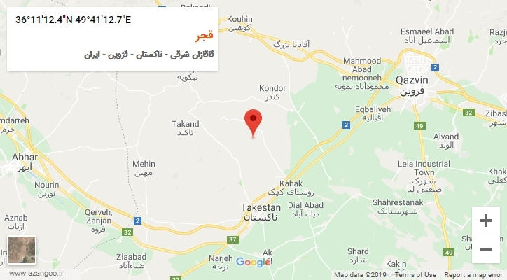 روستای قجر بر روی نقشه