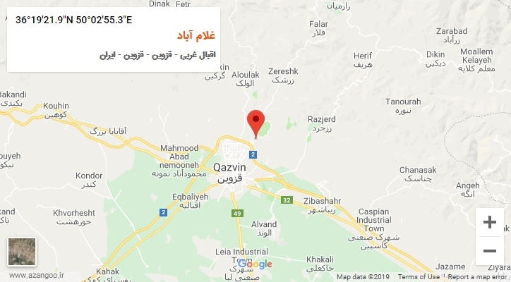 روستای غلام آباد بر روی نقشه
