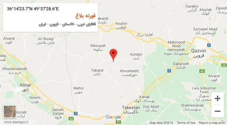 روستای قورته بلاغ بر روی نقشه