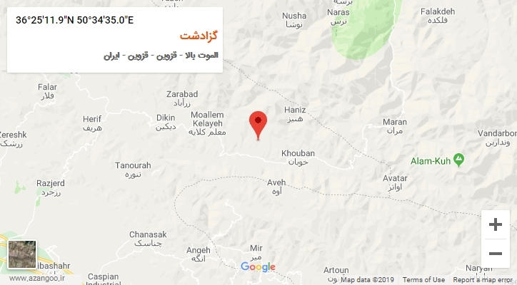 روستای گزادشت بر روی نقشه