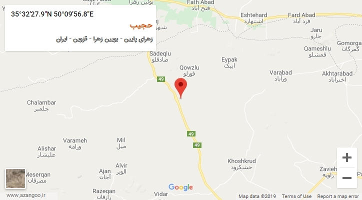 روستای حجیب بر روی نقشه