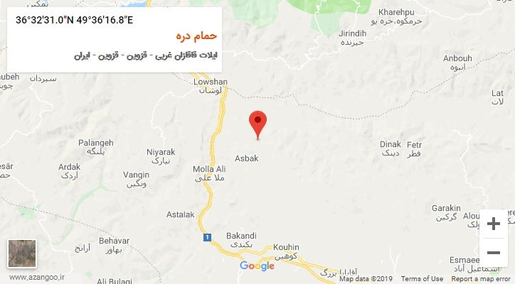 روستای حمام دره بر روی نقشه