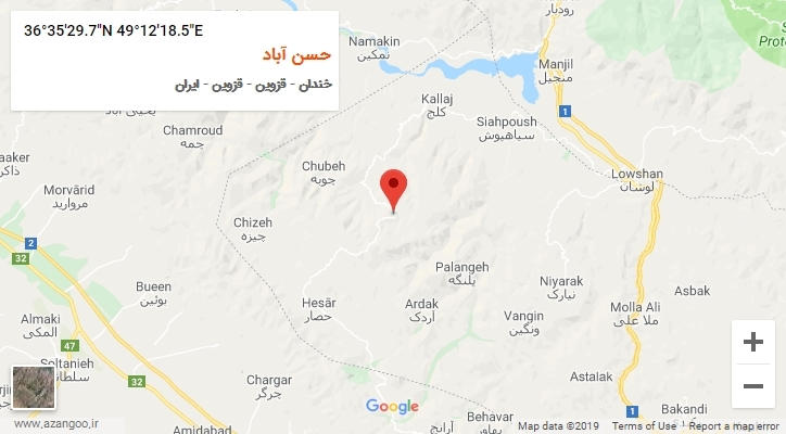 روستای حسن آباد بر روی نقشه