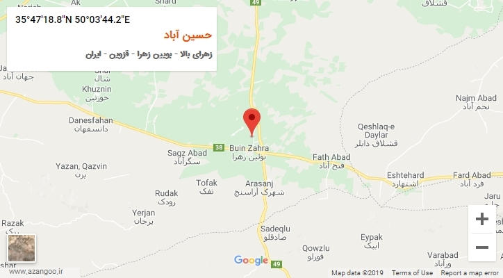 روستای حسین آباد بر روی نقشه