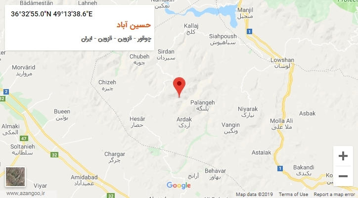 روستای حسین آباد بر روی نقشه