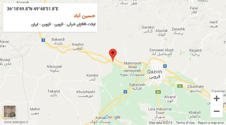 روستای حسین آباد بر روی نقشه